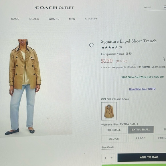 COPY - Coach Tan Short Trenchcoat XS - Picture 4 of 4